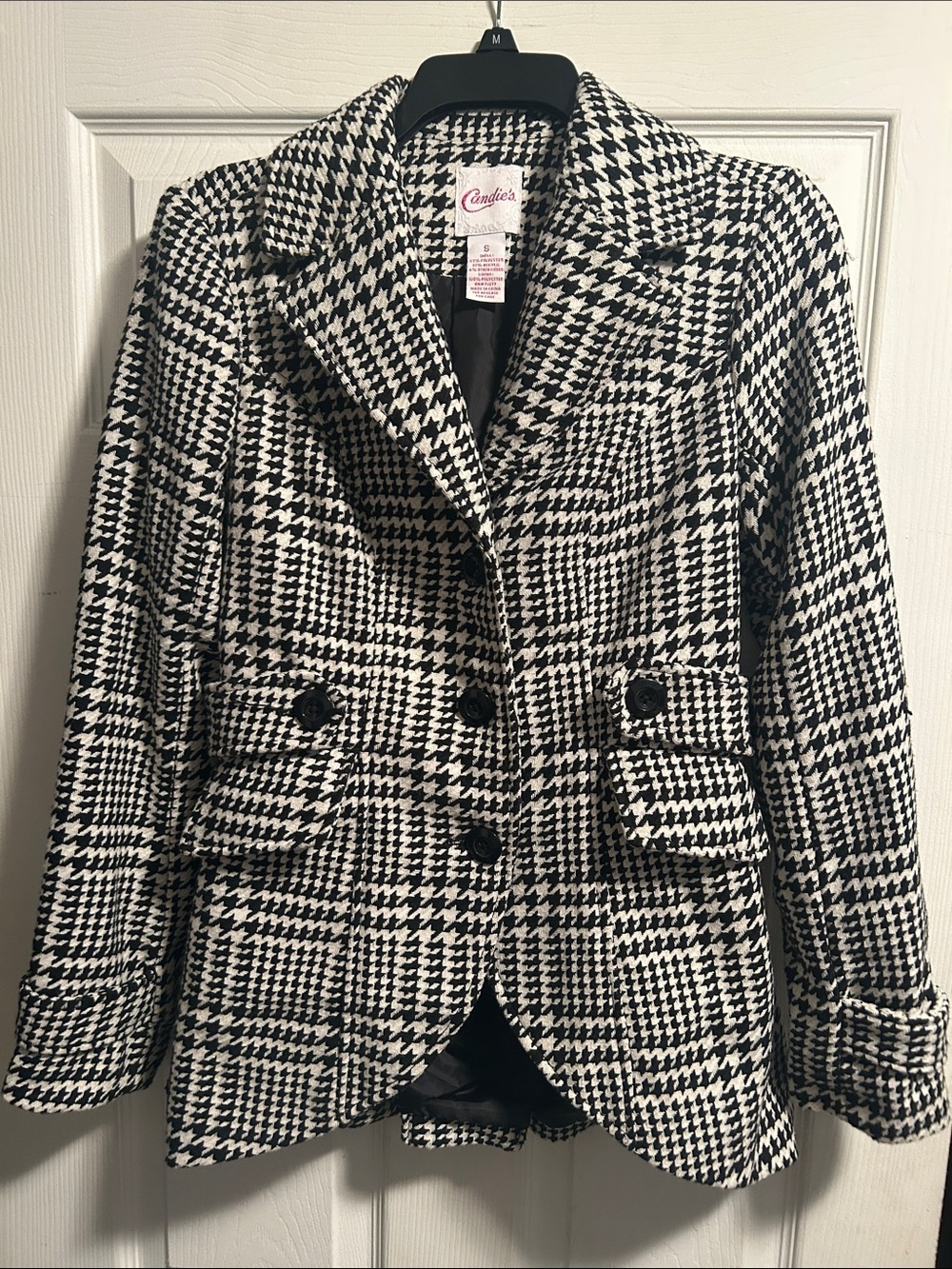 Candie's Black and White Houndstooth Blazer Jacket